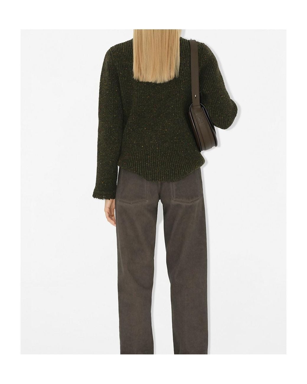 Burberry Green High-Neck Fringed-Edge Jumper