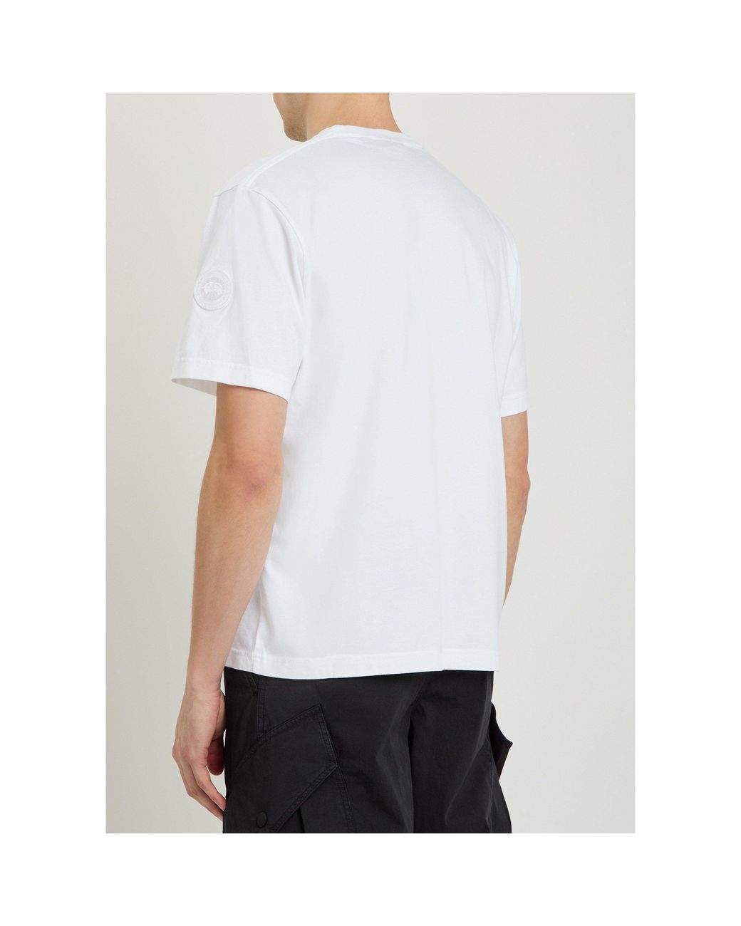 Canada Goose White Simple Pure Cotton T-Shirt for men