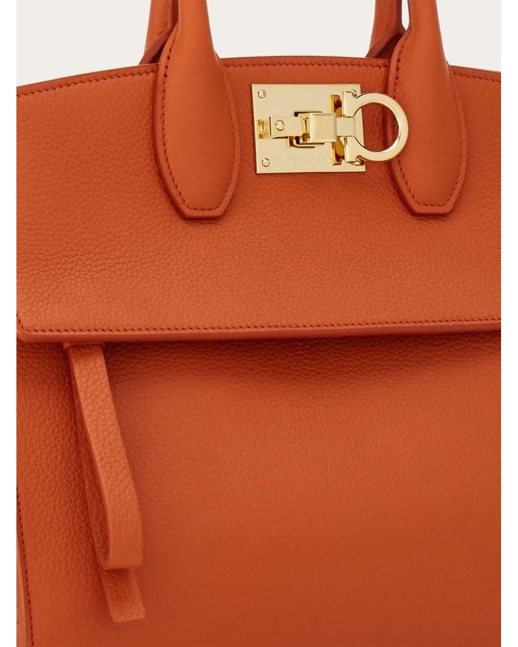 Ferragamo Orange Studio Soft Logo Shoulder Bag