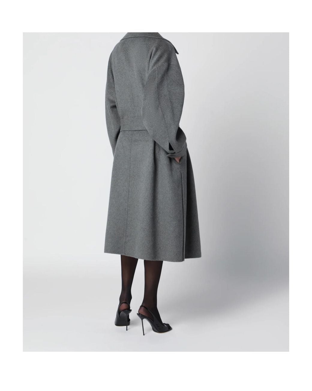 Frankie Shop Gray Double-Breasted Coat With Belt