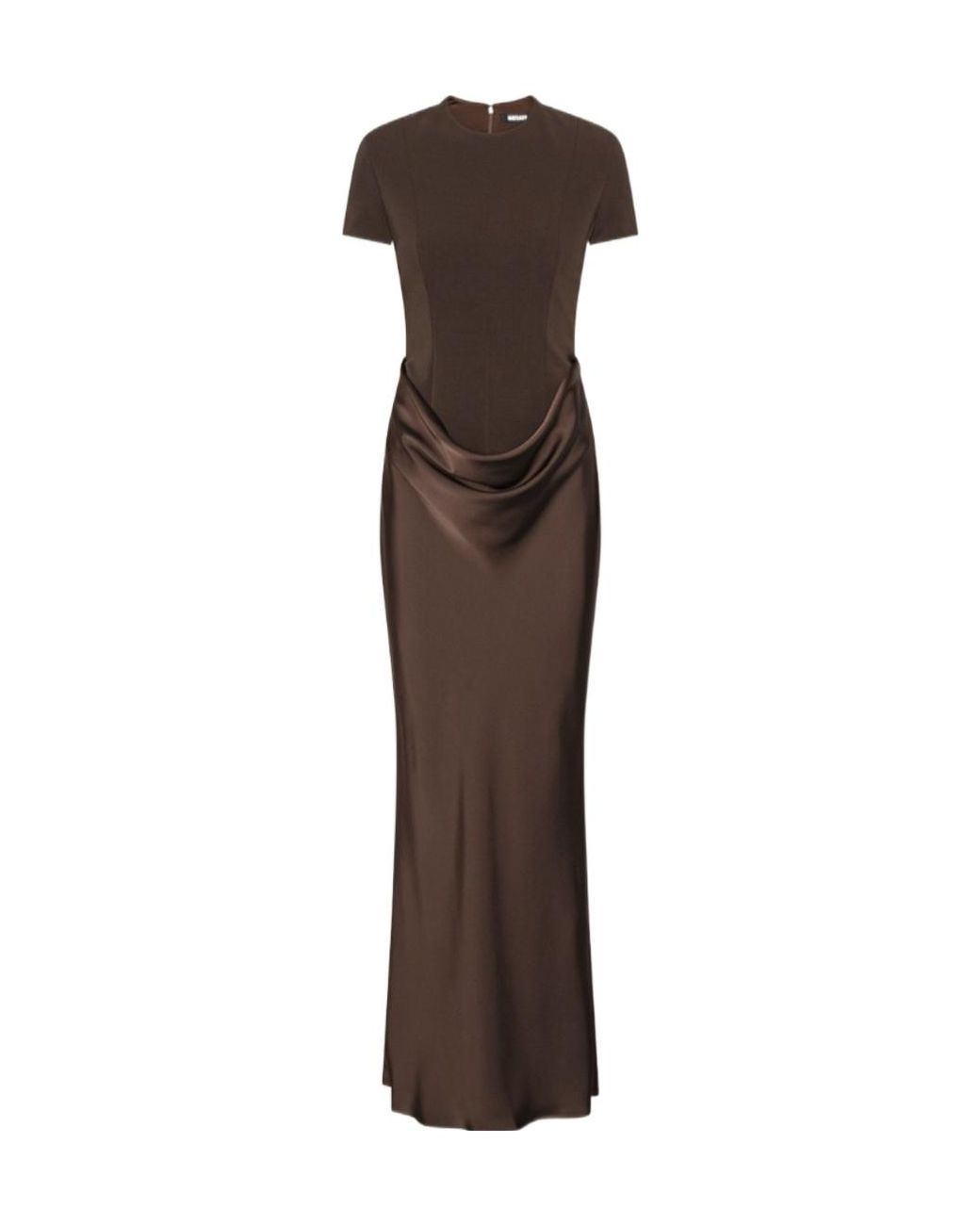ROTATE BIRGER CHRISTENSEN Brown Capsleeve Draped Maxi Dark