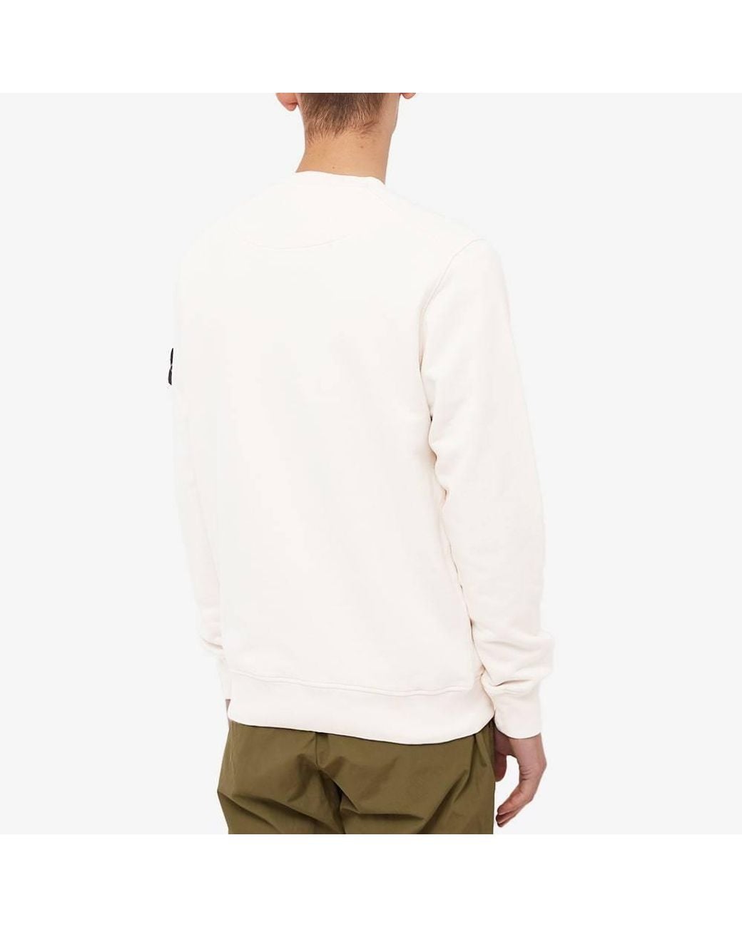 Stone Island White Compass-Patch Crew-Neck Sweatshirt for men