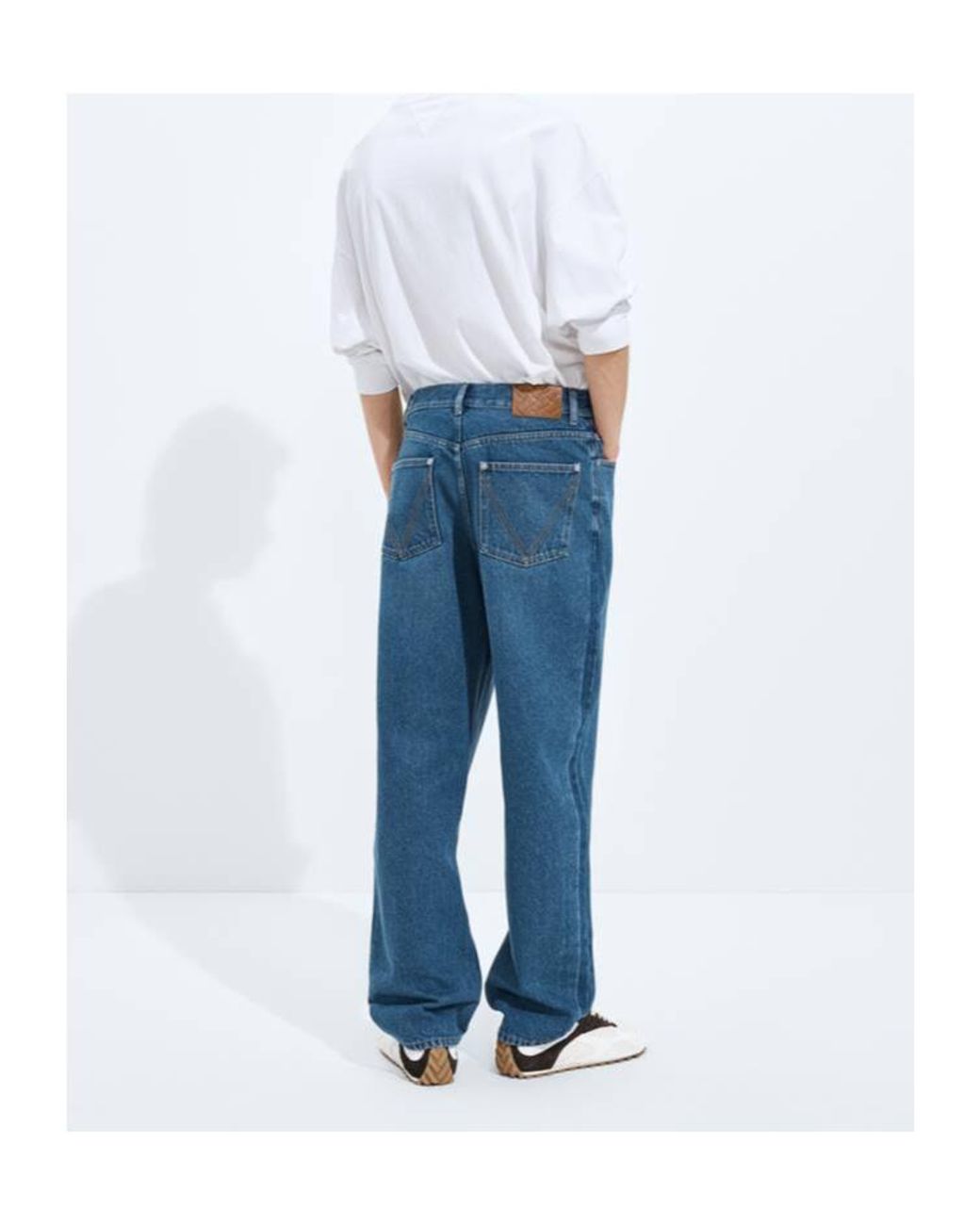 Bottega Veneta Blue Button Detailed Wide Leg Jeans for men