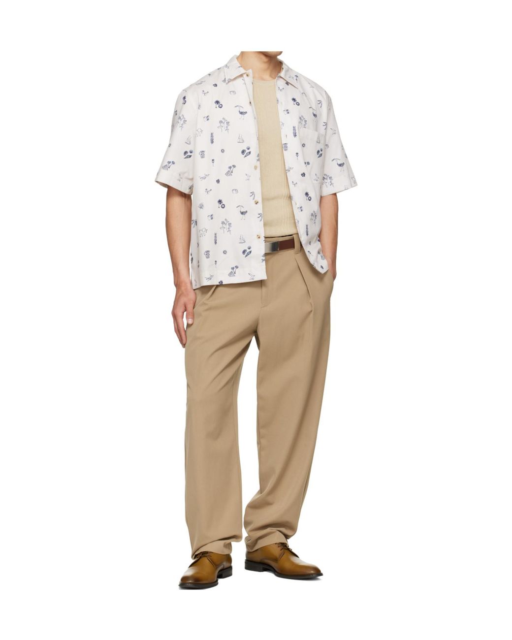 Paul Smith White Printed Short-Sleeved Shirt for men