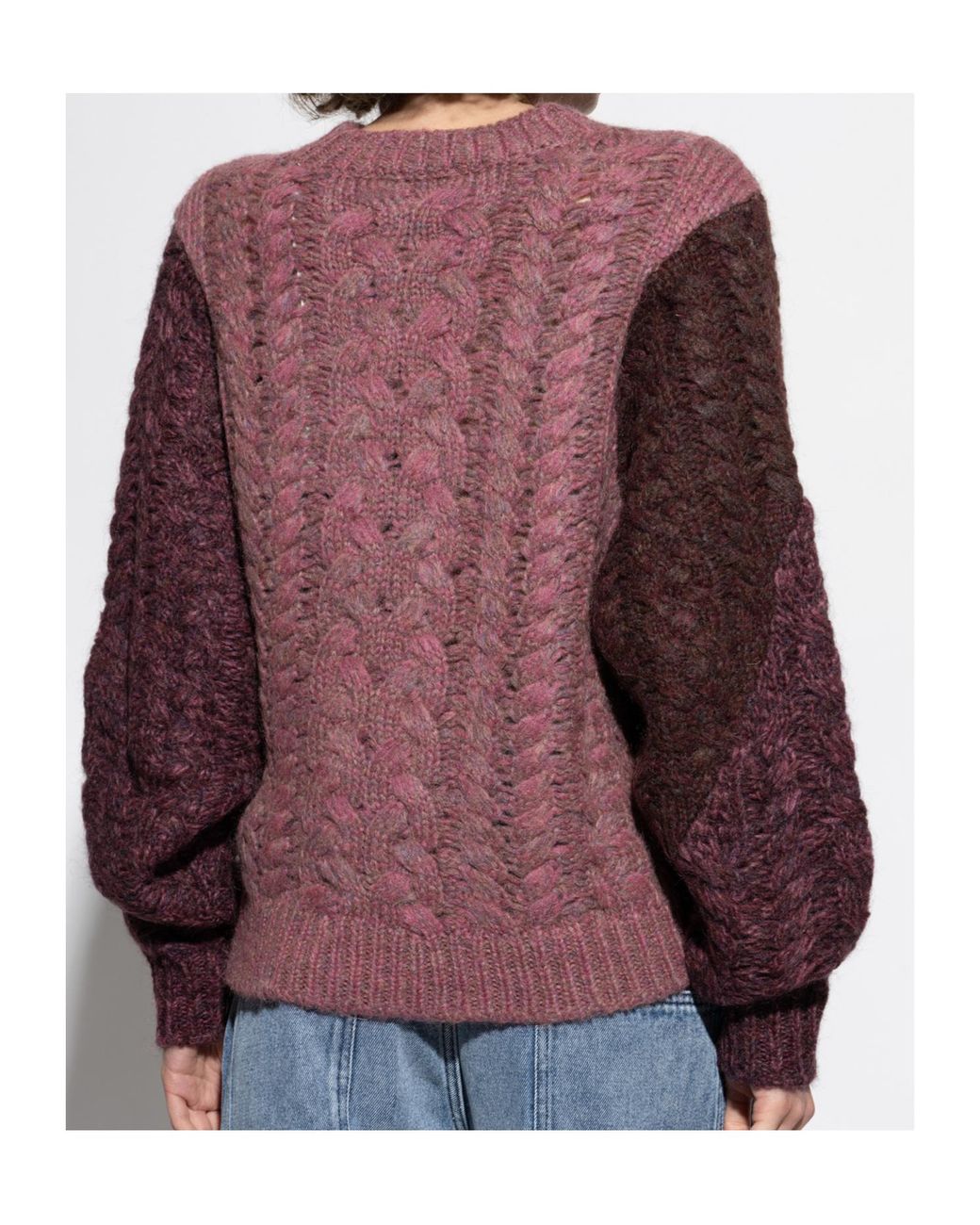 Isabel Marant Purple Cable-Knit Patchwork Sweater