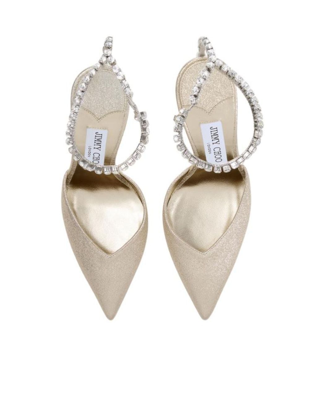 Jimmy Choo Natural Saeda Crystal Ankle-Strap Heeled Pumps