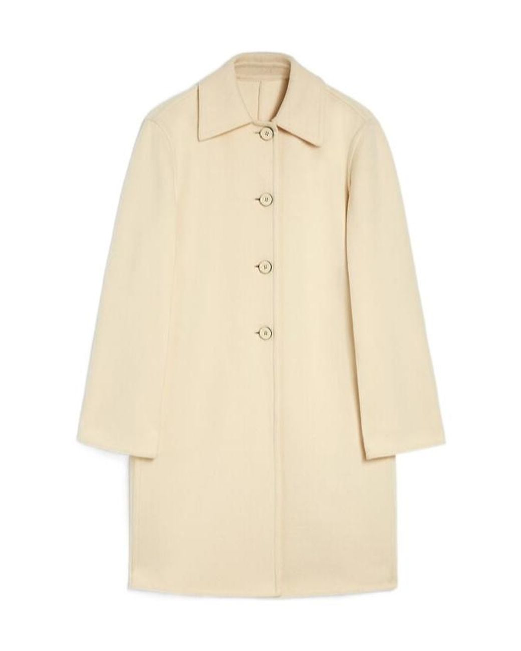 Jil Sander Natural Buttoned Mid-Length Coat