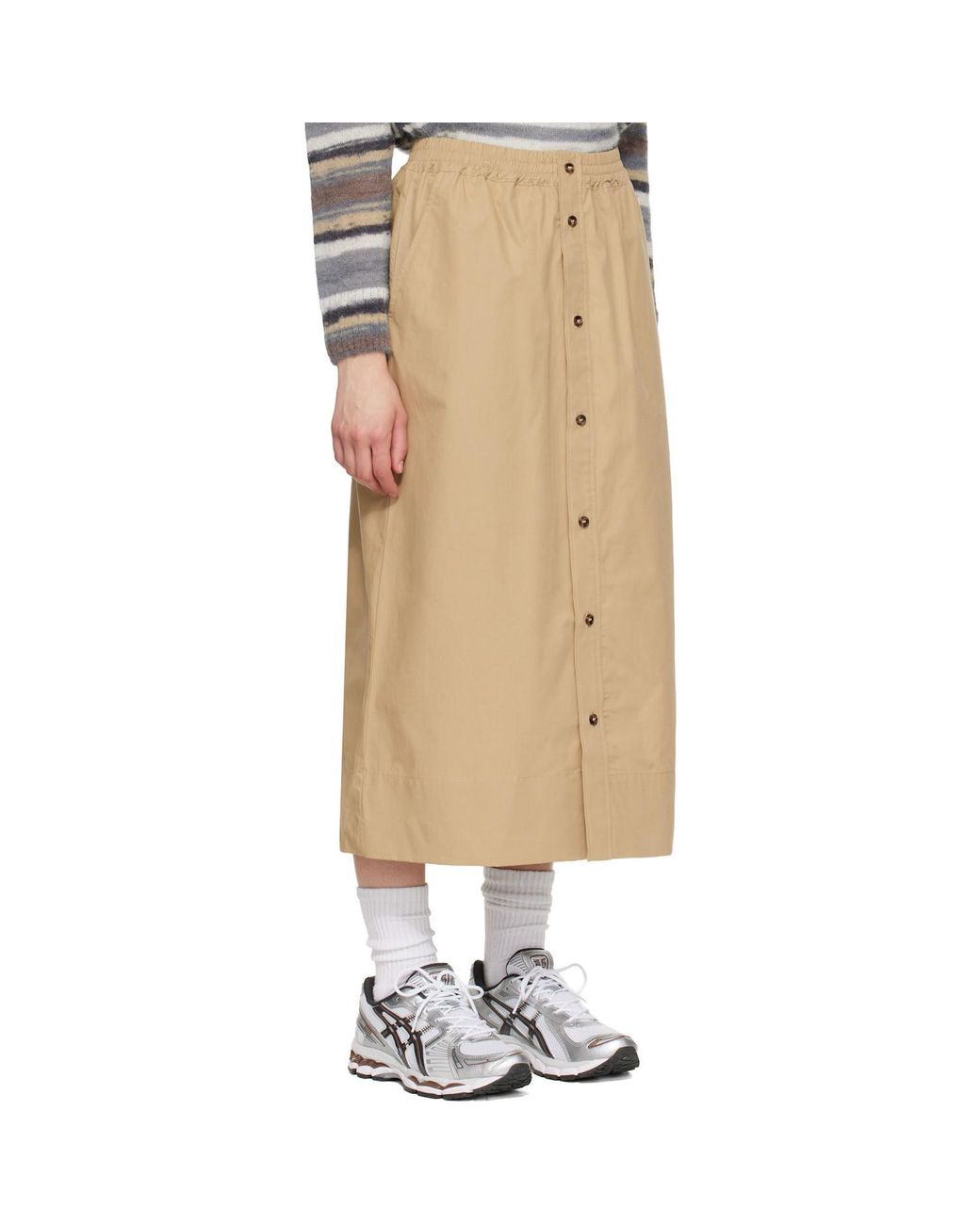 A.P.C. Natural Elastic Waistband Midi Skirt