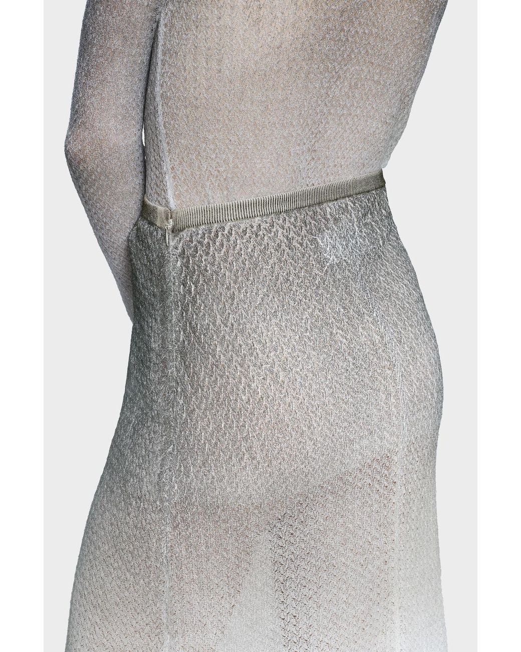 Maison Margiela Gray Sheer Knit Midi Skirt
