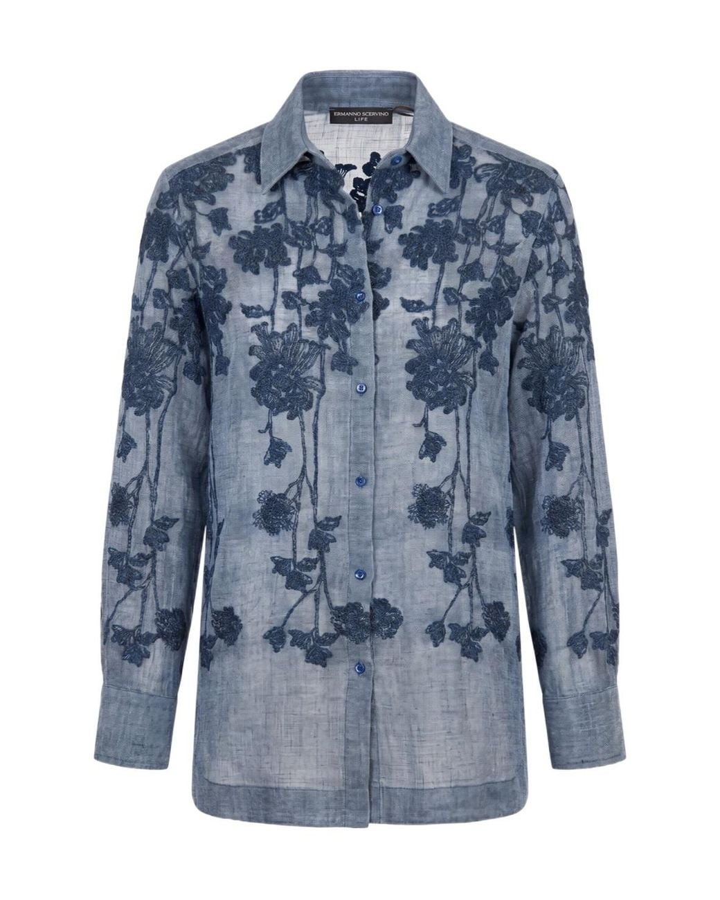 Ermanno Scervino Blue Long Sleeve Shirt