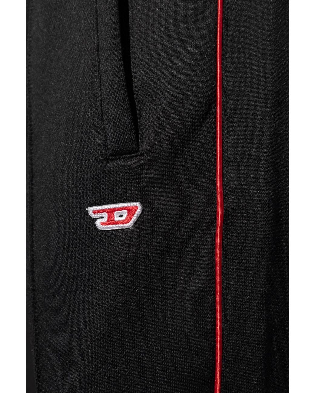 DIESEL Black Logo Embroidered Sweatpants for men