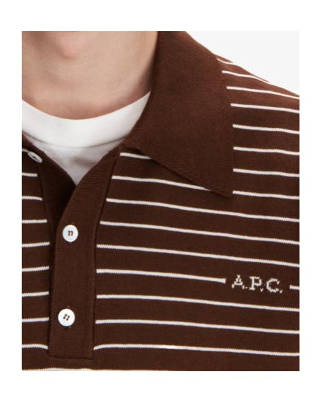 A.P.C. Brown Striped Short-Sleeve Polo Shirt for men
