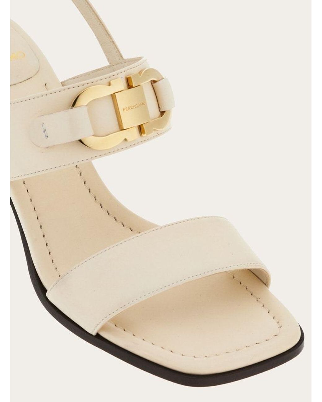 Ferragamo White Lou 55mm Leather Slingback Sandals