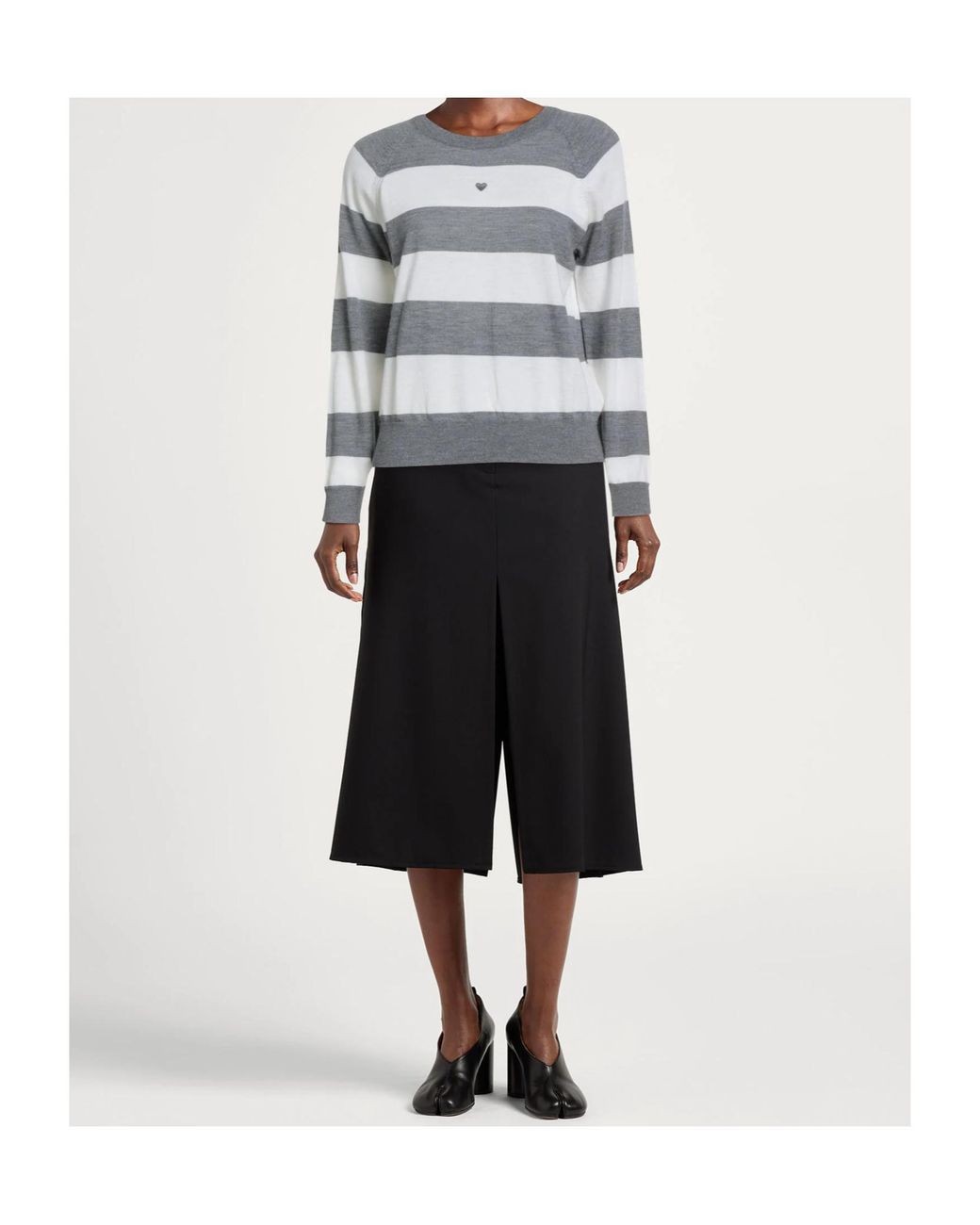 MAX&Co. Gray Striped Crew Neck Sweater