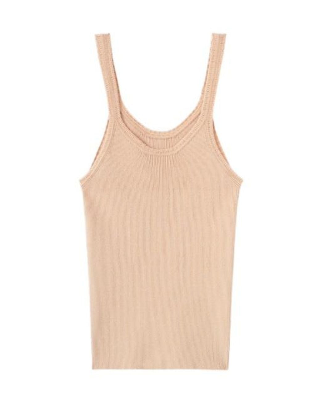 Ermanno Scervino Natural Ribbed-Knit Scoop-Neck Top