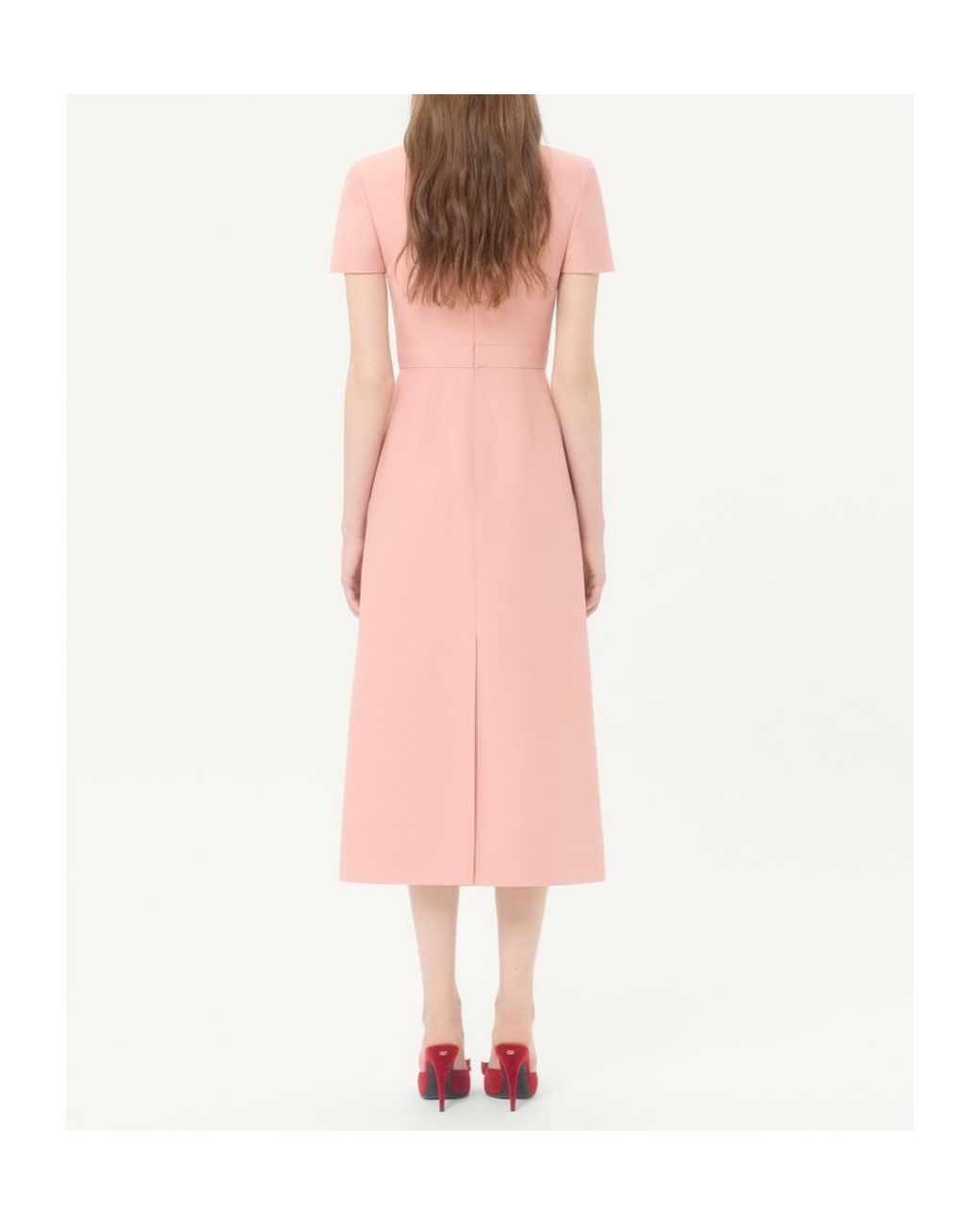 Valentino Pink Floral Appliqué Midi Dress