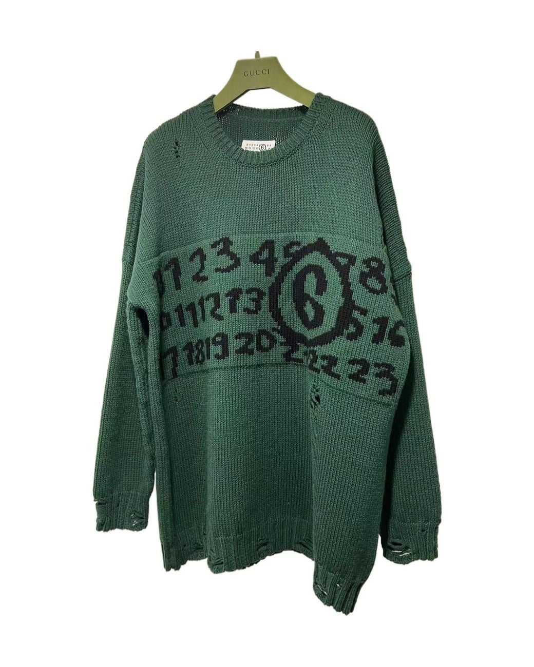 MM6 by Maison Margiela Green Intarsia-Knit Logo Jumper for men