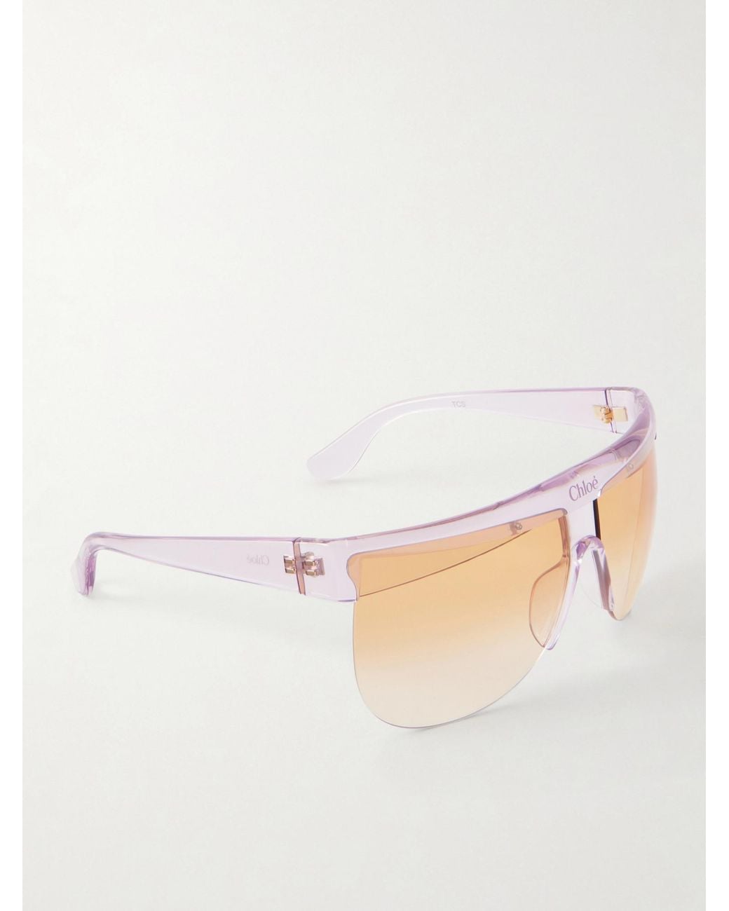 Chloé White Chloé Eyewear Explorer Geometric-Frame Logo Lettering Sunglasses