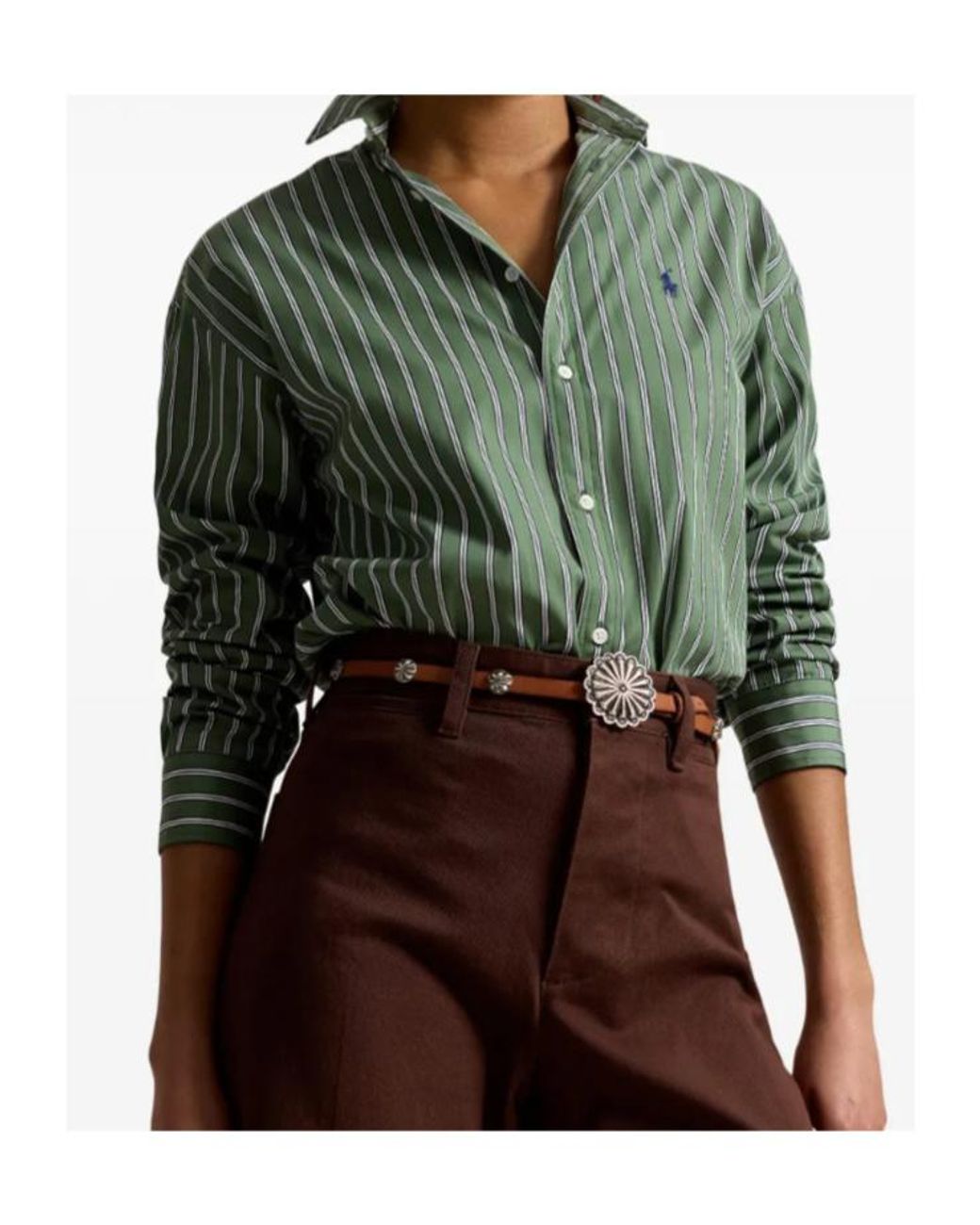 Polo Ralph Lauren Green Logo Embroidered Striped Shirt