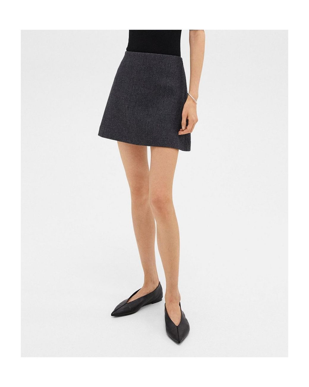 Theory Black Tweed High-Waist Mini Skirt