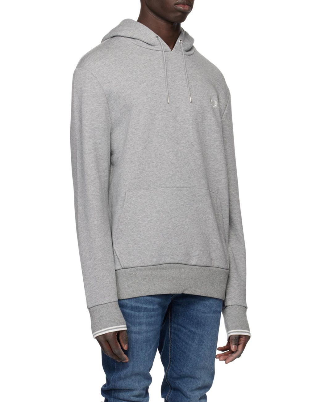 Fred Perry Gray Long-Sleeve Hooded Sweatshirt for men