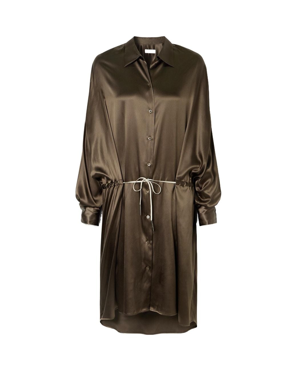 Dries Van Noten Green Long-Sleeved Shirt Dress