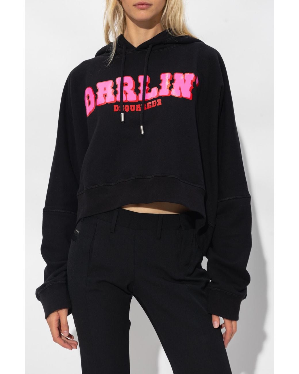 DSquared² Black Logo Printed Drawstring Hoodie