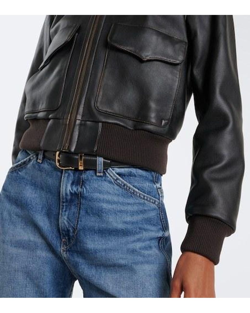 Nili Lotan Black Leather Bomber Jacket