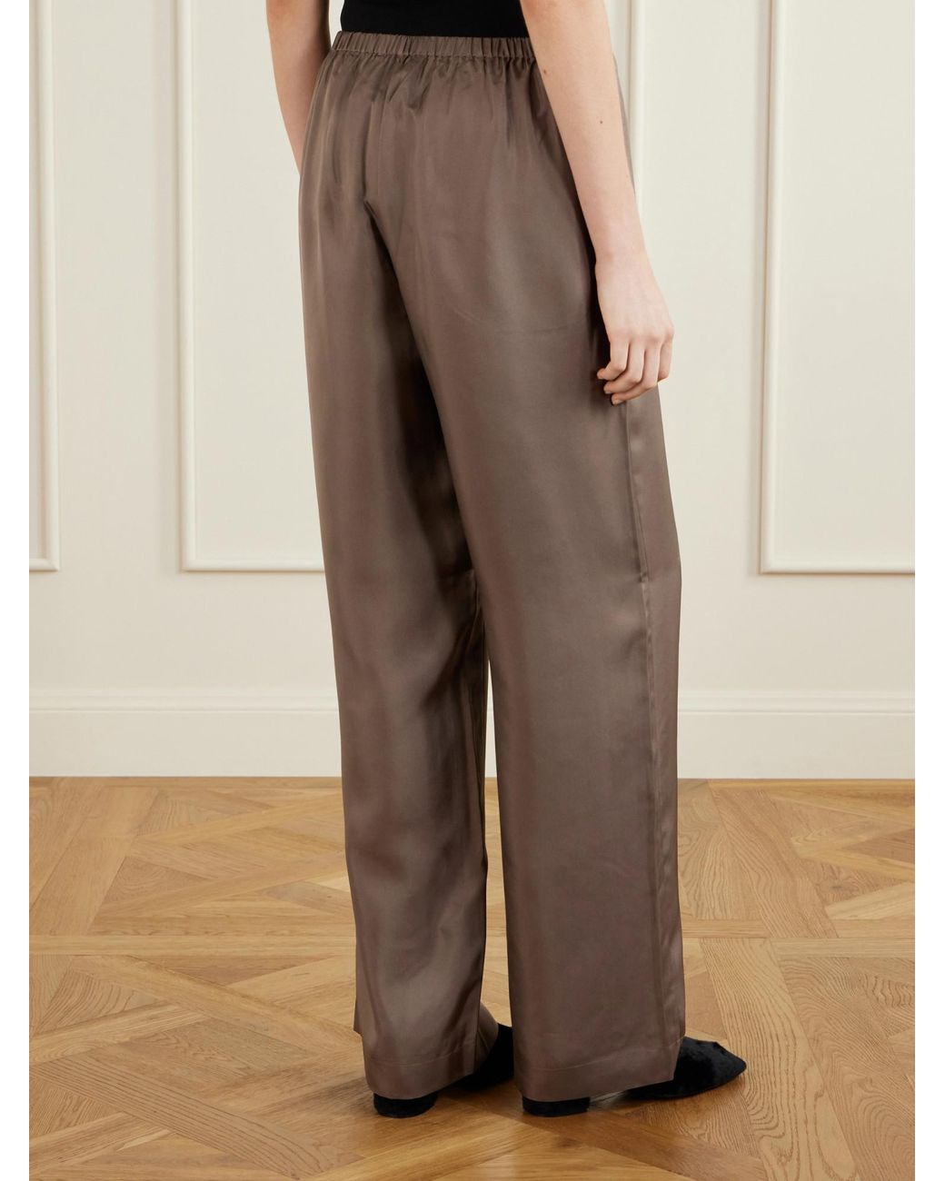Rohe Brown Silk-Satin Wide-Leg Pants
