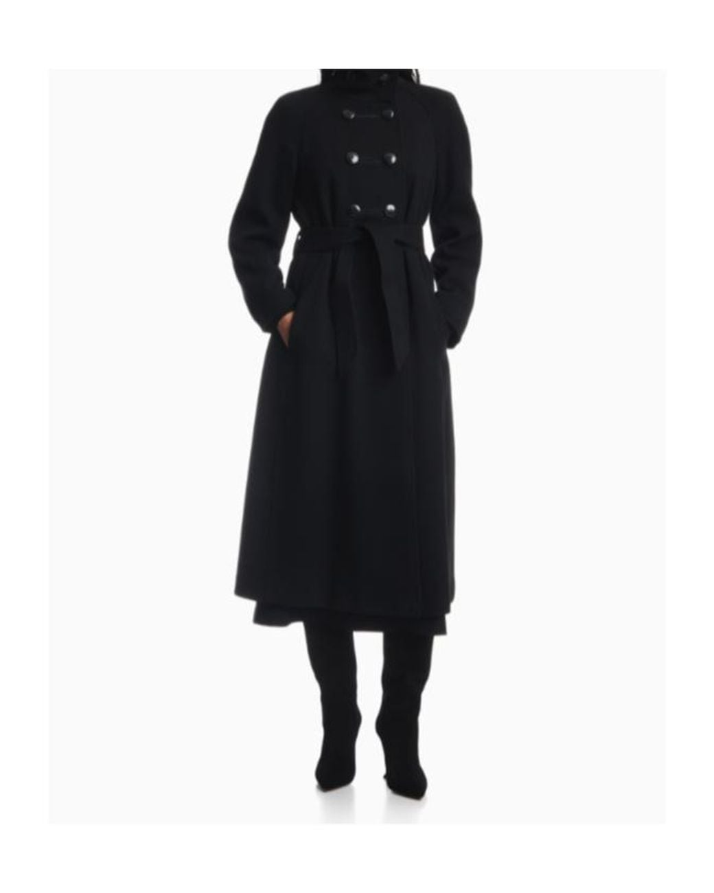 Emporio Armani Black Double-Breasted Belted Coat