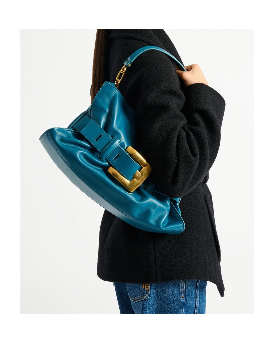 Balmain Blue Medium Anthem Bag