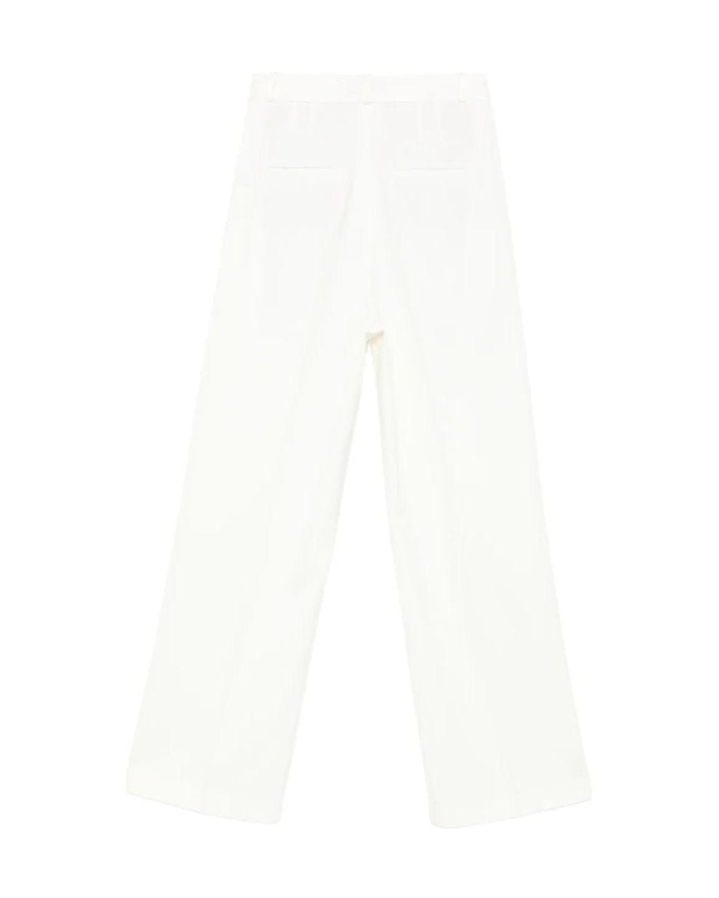 Rohe White Pleated Wool-Blend Trousers