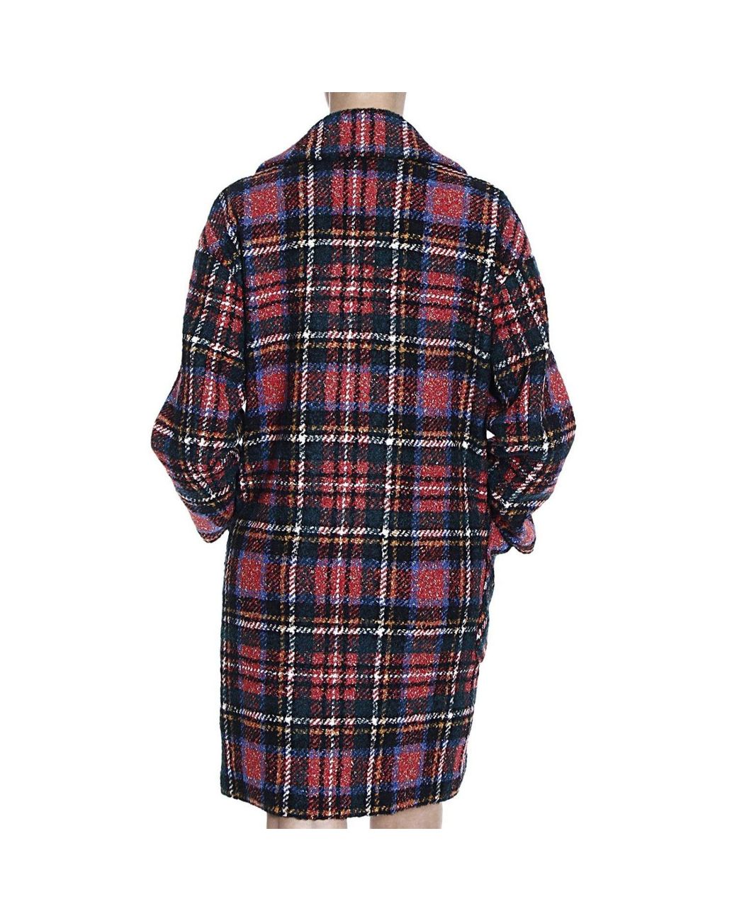 Moschino Blue Checked Detail Coat