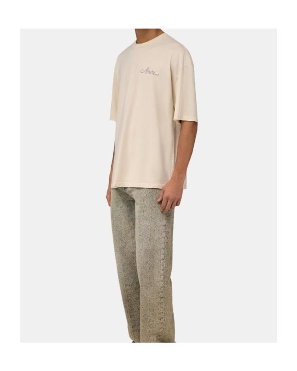 Amiri Natural Logo Lace Panel T-Shirt for men