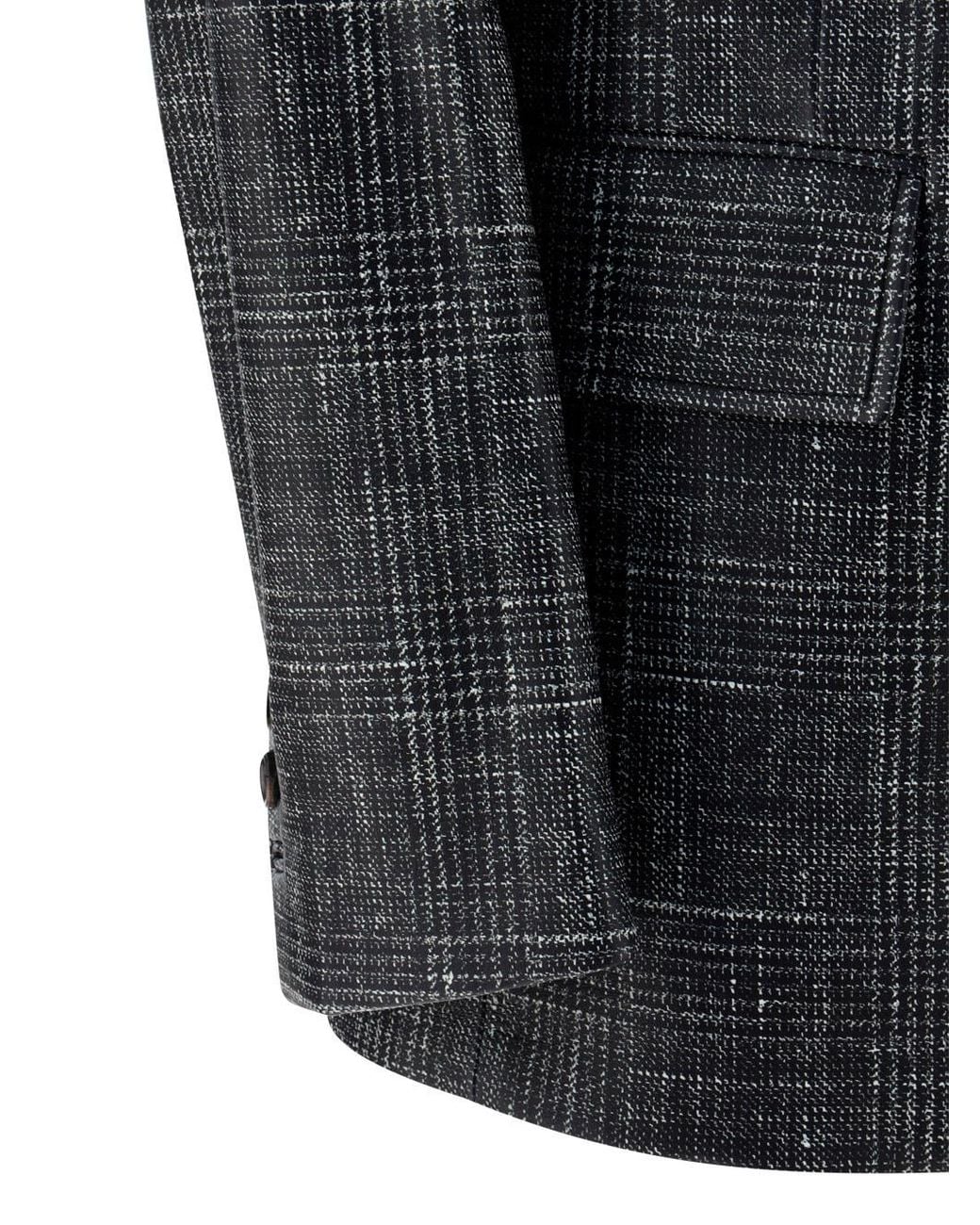 Bottega Veneta Black Printed Leather Jacket
