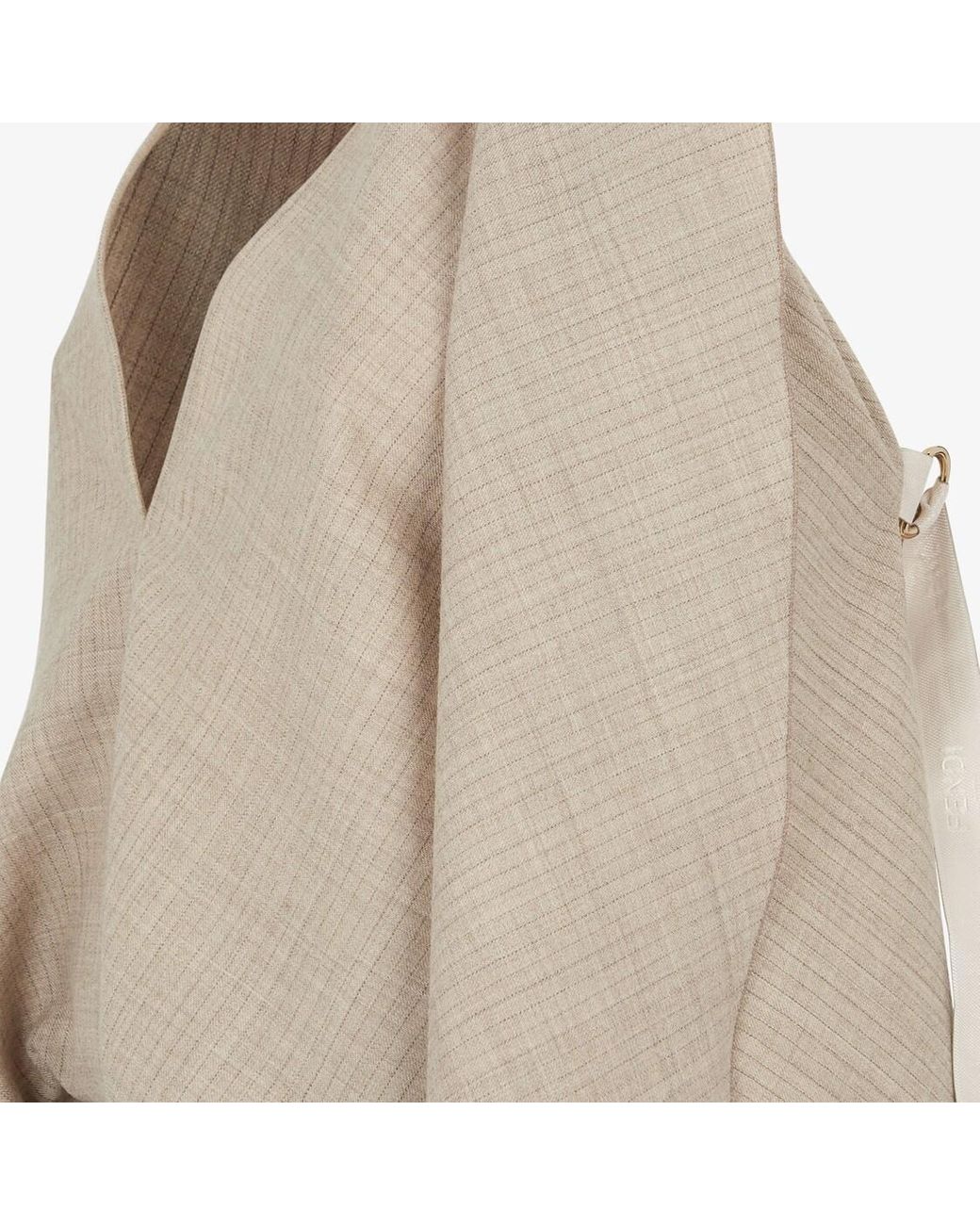 Fendi Natural Draped Cape Detailed Backless Dress
