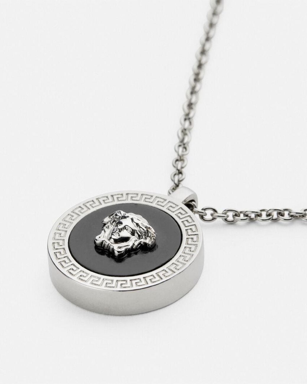 Versace White Medusa Enamel-Pendant Necklace for men
