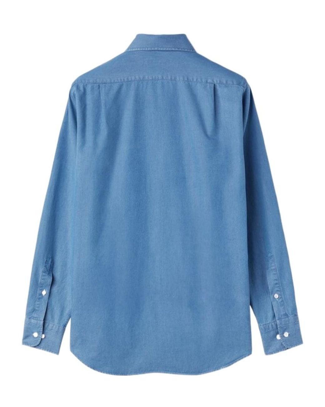 Loro Piana Blue Chest Pocket Long-Sleeved Shirt for men