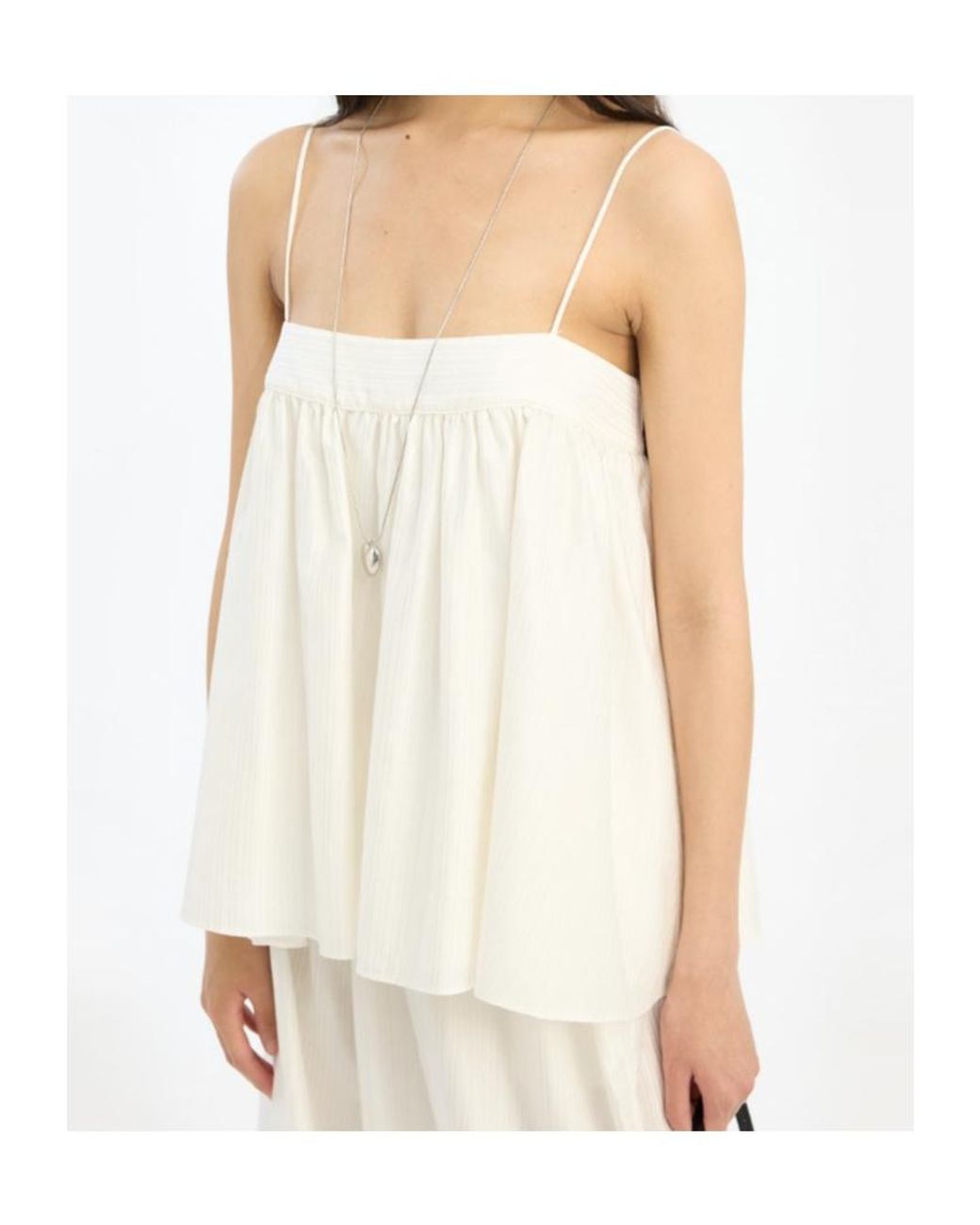 ROTATE BIRGER CHRISTENSEN White Striped Pleated A-Line Top