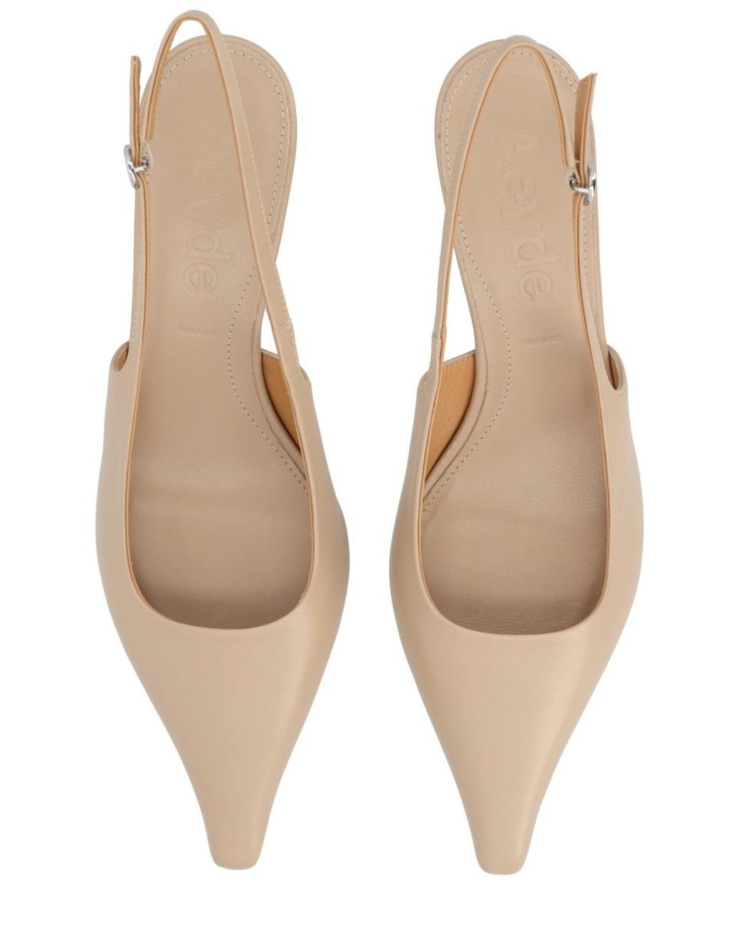 Aeyde Natural Pointed Toe Slingback Pumps