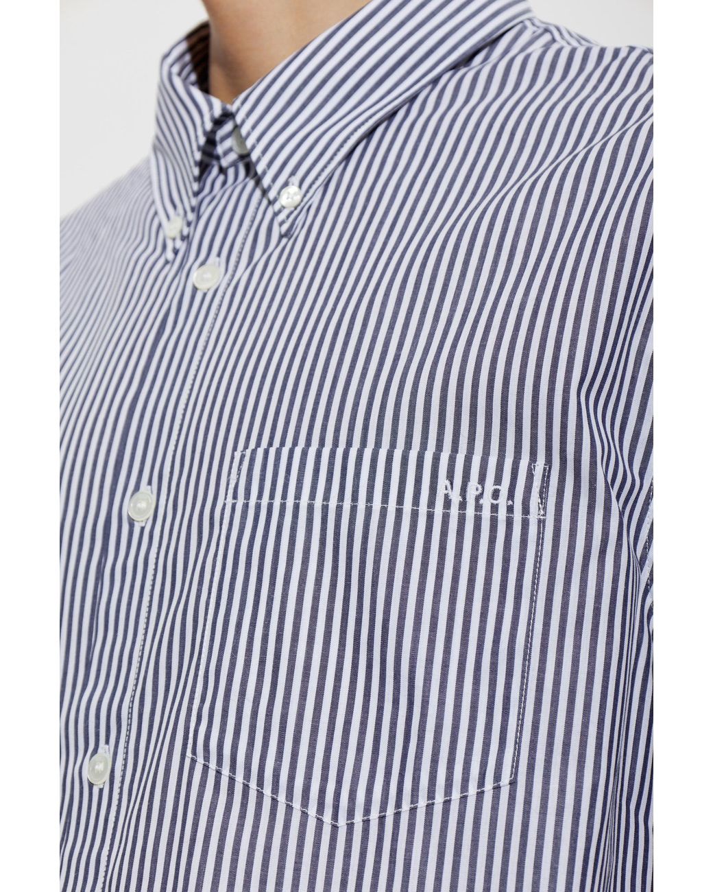 A.P.C. Purple Cohsd Striped Shirt for men