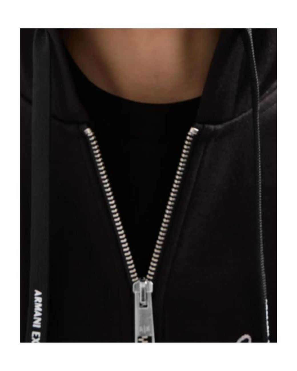 ARMANI EXCHANGE Black Zipper Cardigan Hooded Retro Sporty Sweatshirt for men