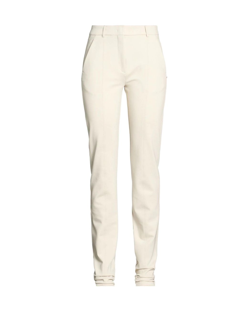 Sportmax White Solid Simple Straight-Leg Pants