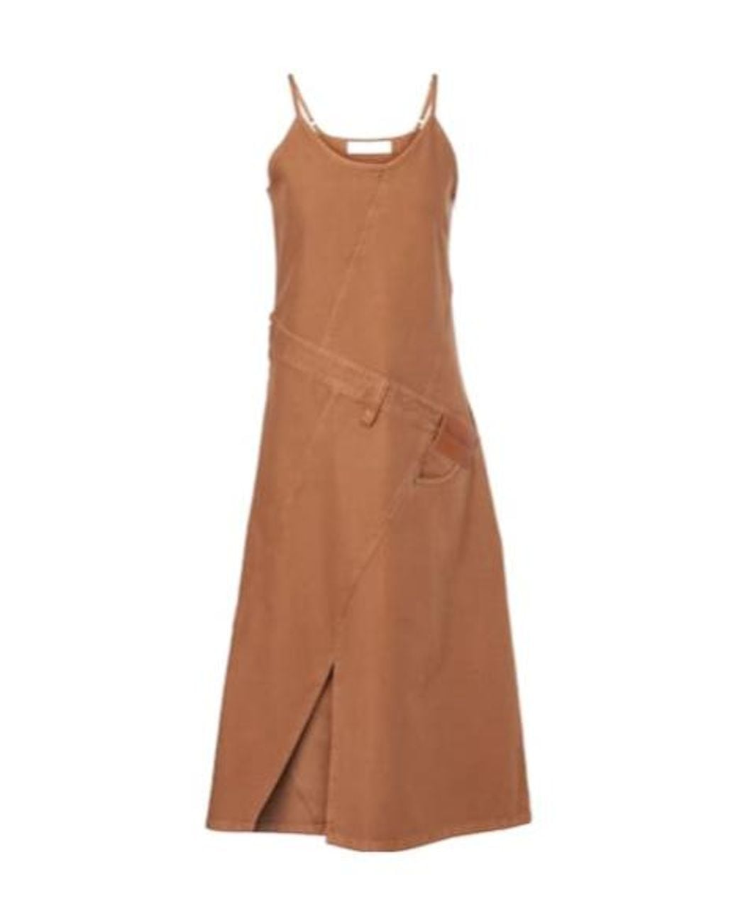 J.W. Anderson Brown Logo Asymmetric Cotton Midi Dress
