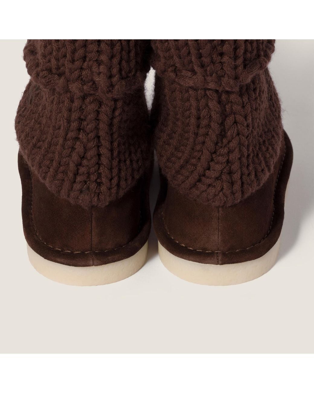 Miu Miu Brown Suede And Knit Booties