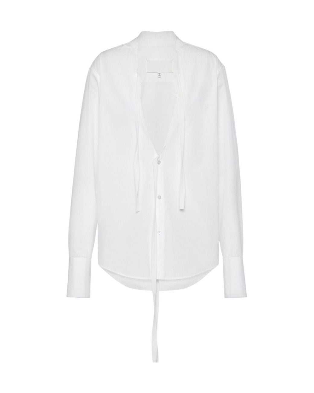 Maison Margiela White Tie-Detail Poplin Shirt