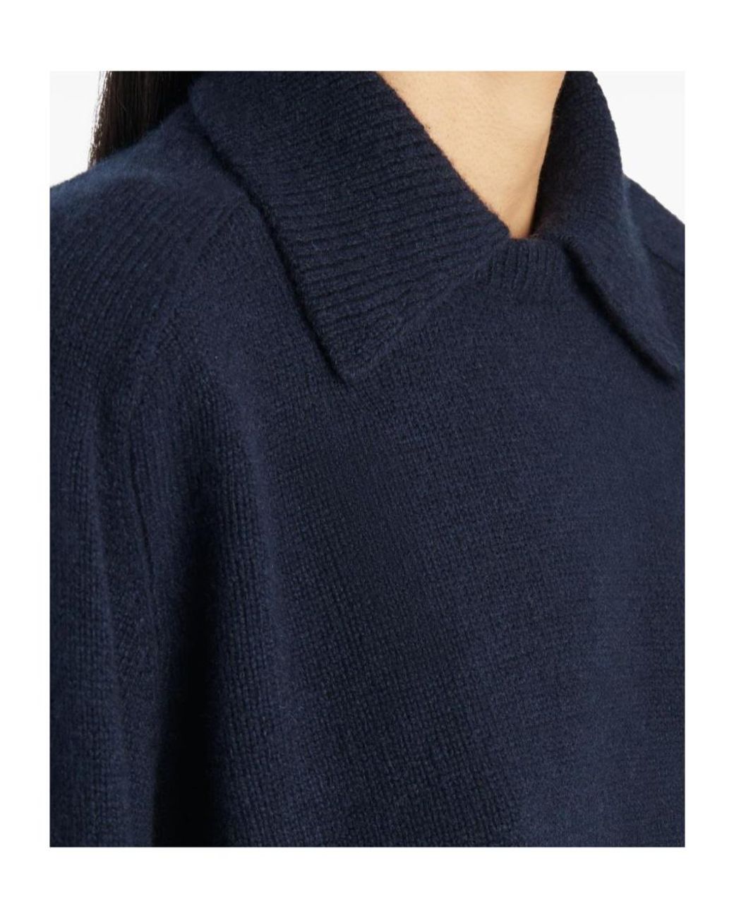 Khaite Blue Jackson Long-Sleeved Knitted Polo Shirt