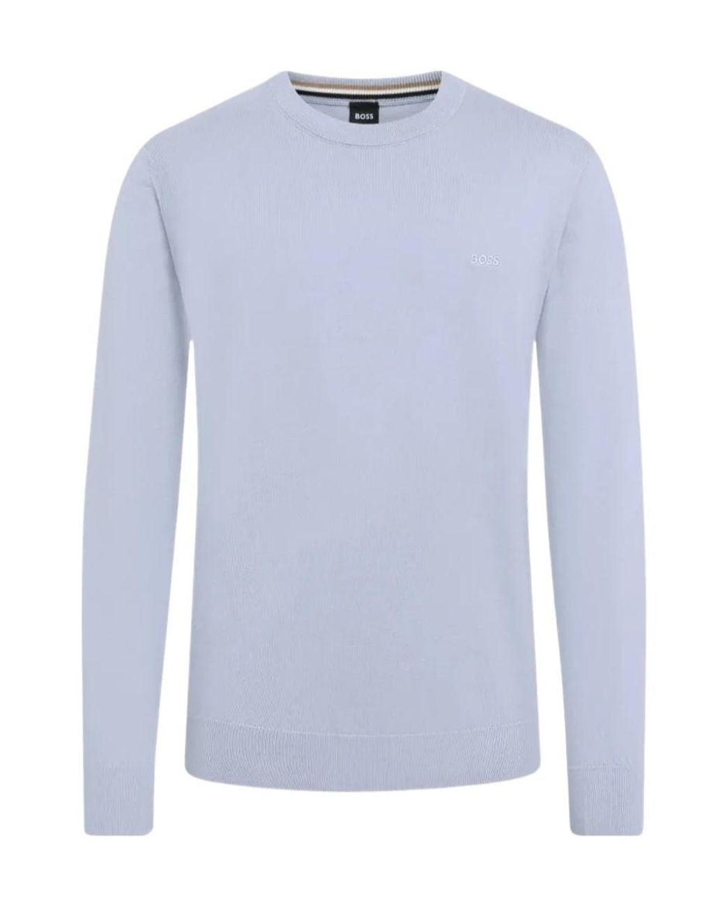 Boss Blue Crew-Neck Sweater for men