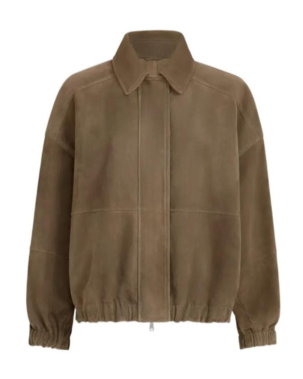 Brunello Cucinelli Brown Elasticated Hem Zipped Jacket