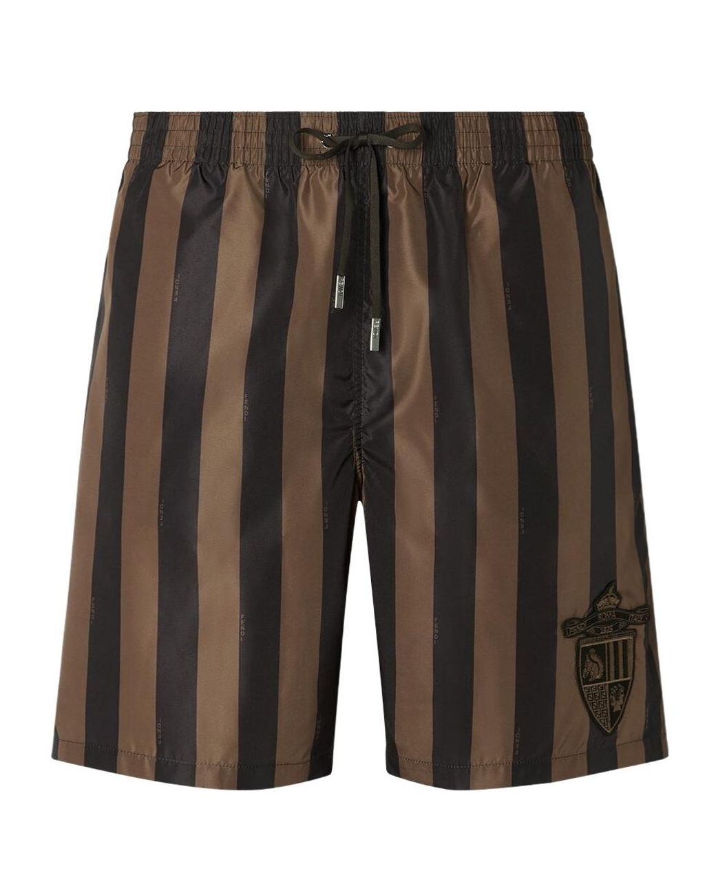 Fendi Black Striped Drawstring Swim Shorts for men